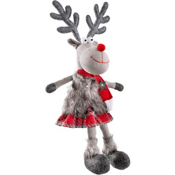WeRChristmas siedząca figurka renifera z miękkimi nogami, wielokolorowa,