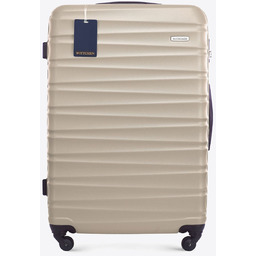 Duża walizka z ABS-u i identyfikator z logo