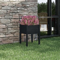vidaXL Donica ogrodowa, czarna, 50x50x70 cm, lite drewno