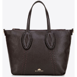 Damska shopperka ze skóry naturalnej w dekoracyjne przeszycia