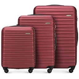 Zestaw walizek z ABS-u z żebrowaniem bordowy