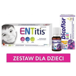 Zestaw ENTitis do ssania truskawkowy, 30pastylek + Dicoflor