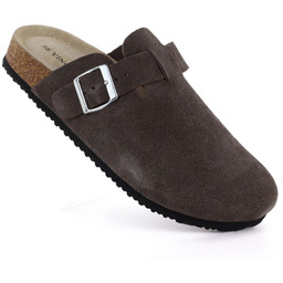 Skórzane klapki damskie zabudowane brązowe Vinceza 101332