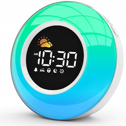 Budzik ,lampka nocna kolorowa z funkcją wschodu słońca,