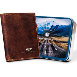 Portfel męski na karty Peterson brązowy skóra naturalna