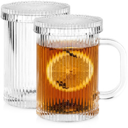 Kubki z pokrywką szklane 330 ml 2 szt.