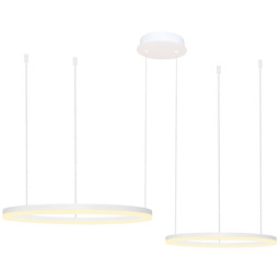Lampa wisząca LED biała dwa okręgi AZ4977