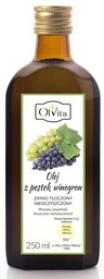 Olej z Pestek Winogron Zimnotłoczony, Nieoczyszczony, Olvita, 250ml