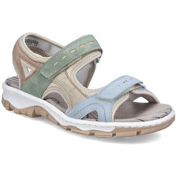 Komfortowe sandały damskie sportowe na rzepy kolorowe Rieker