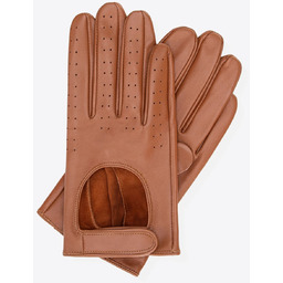 Damskie rękawiczki samochodowe skórzane brązowe