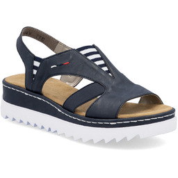 Sandały damskie na koturnie wsuwane granatowe Rieker V44Y5-14