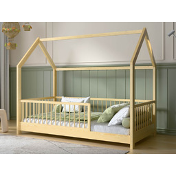 Łóżko dziecięce Domek 80x160 z barierką i stelażem