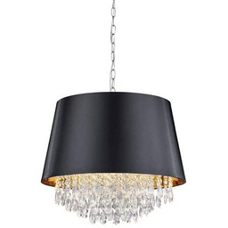 Lampa wisząca elegancka glamour z czarno złotym kloszem