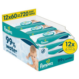 Pampers 99% Water Chusteczki nawilżane, 12 x 60