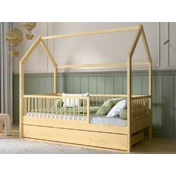 Łóżko dziecięce Domek 80x160 z szufladą i stelażem