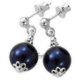 Kolczyki Kryształy Perły Srebro Certyfikat