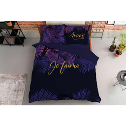 Detexpol Pościel bawełniana 160x200 Je t aime fioletowe