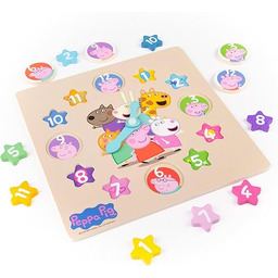 ColorBaby Peppa Pig Drewniany zegarek edukacyjny z wkładanymi