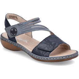 Skórzane sandały damskie na rzepy granatowe Rieker 65964-12
