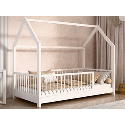 Łóżko dziecięce Domek 80x160 z barierką i stelażem