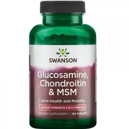 SWANSON Glukozamina, Chondroityna & MSM, 120 tabletek