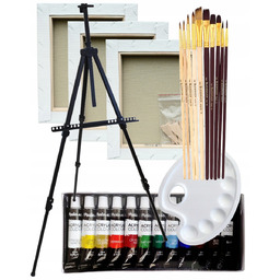 Malarski Zestaw Sztaluga Płótna Farby Vinci Pędzle