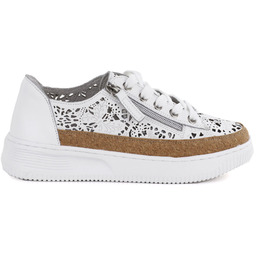 Skórzane półbuty damskie na zamek ażurowe białe Artiker