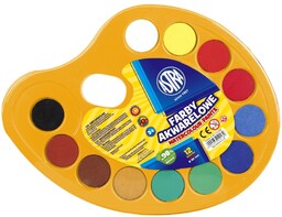 Farby akwarelowe 30mm 12 kolorów + paletka Astra