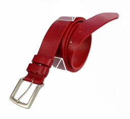 Pasek Skórzany BACHOWSKI (PL) CZERWONY Gładki Skóra Licowa