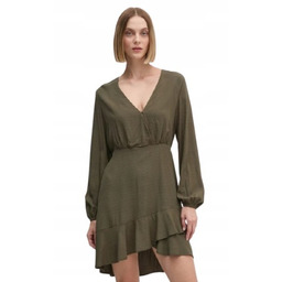 Pepe Jeans Sukienka Khaki na Zatrzask Tłoczony Wzór