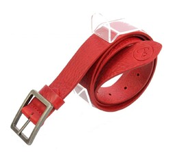 Pasek Skórzany BACHOWSKI (PL) CZERWONY Z TEKSTURĄ Skóra