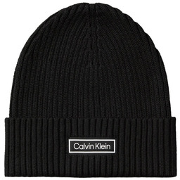 Czapka Calvin Klein Patch Chunky Rib Cotton Beanie