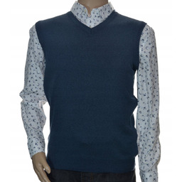 Sweter męski wełniany bez rękawów bezrękawnik pulower kamizelka