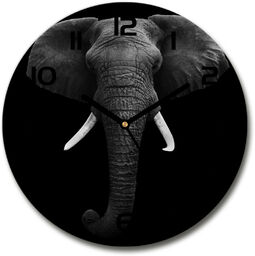 Zegar szklany okrągły Słoń afrykański