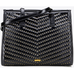 Damska shopperka z imitacji skóry z dżetami czarno