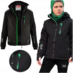 Kurtka zimowa Chłopięca 164 Softshsell czarno zielona Ciepła