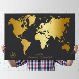 Złota mapa świata - obraz do salonu 40x60