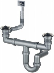 DEANTE Syfon SPACE-SAVER do zlewozmywaka stalowego 2-komorowego 2"