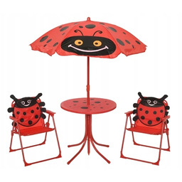 Zestaw ogrodowy dla dzieci z parasolem składany czerwony