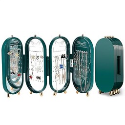 Składany organizer na biżuterię z lustrem i uchwytem