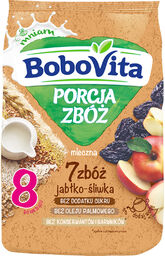 BoboVita Porcja Zbóż Kaszka 7 zbóż, jabłko-śliwka, mleczna,