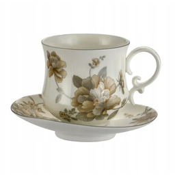 filiżanka jumbo porcelanowa spodek 400 ml kwiaty kawa