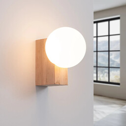 Sollux Lampa ścienna BULBO SL.1682 drewniana biała kula