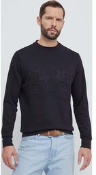 La Martina bluza bawełniana męska kolor czarny gładka