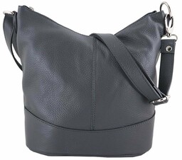 Modna torebka włoska skórzana - Szara ciemna