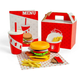 Drewniany zestaw fast food Burger i Frytki Bigjigs