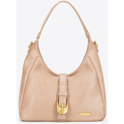 Damska listonoszka z ekoskóry z podwójnym zapięciem beżowa