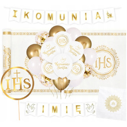 Dekoracje Na Komunie Baner Imię Bieżnik Na Stół
