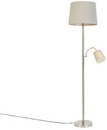 QAZQA Klasyczna lampa podłogowa ze stali z szarym