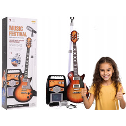 GITARA zestaw muzyczny WZMACNIACZ MIKROFON NA STELAŻU nauka